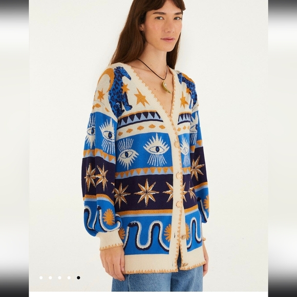 Farm Rio Mixed Mystical Ainika Buttoned Knit Cardigan - Picture 2 of 7